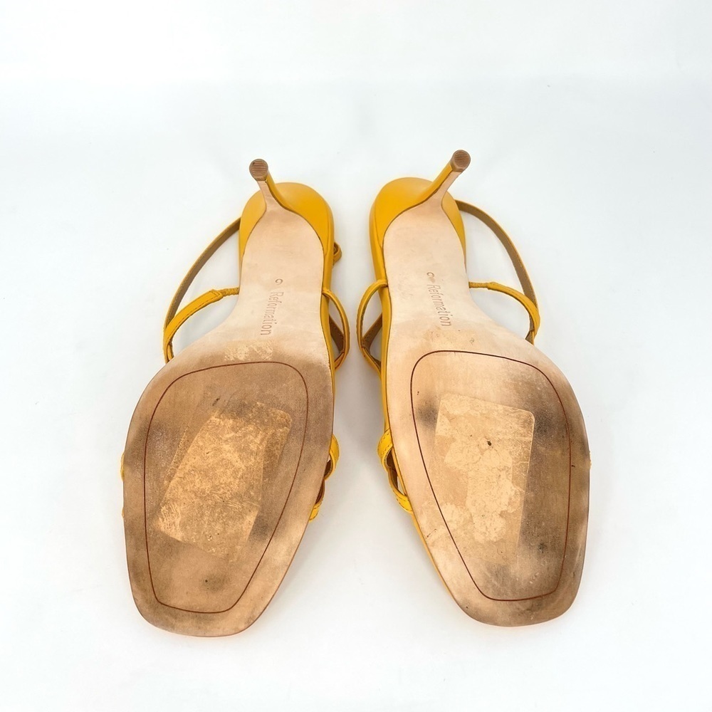 Reformation Isabelle Strappy Stiletto Heel Sandals Yellow Leather, Sz 6 - Picture 4 of 6